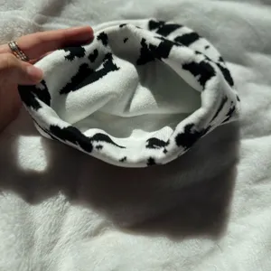 Boutique Cow Print Beanie Western Boho Knit Hat Black White thumbnail 6