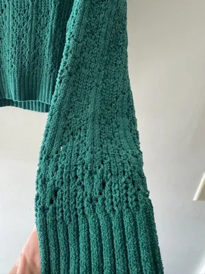 NEW!! American Eagle Green Open Knit Pointelle‎ Sweater thumbnail 6