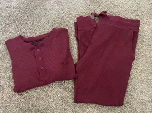 Women’s Dixxon Flannel Company Waffle Knit Shirt & Pants Lounge Set Size M thumbnail 1