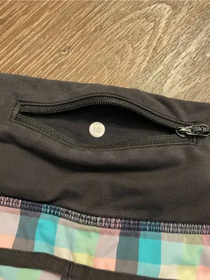 lululemon athletica Run Times Plaid Athletic Shorts Black Pastel Multi Size 10 thumbnail 6