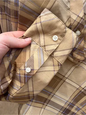 Lauren Ralph Lauren Women’s Beige Lilac Plaid Long Sleeve Mock Neck Blouse Sz S thumbnail 4