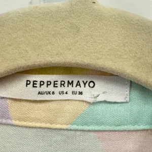 Peppermayo Pastel Abstract Swirl Linen Blend Button Down Shirt US 4 Pink Yellow thumbnail 6
