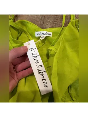 NWT FOR LOVE & LEMONS Lorlai Mini Dress in Lime Green Ruched Dress Medium thumbnail 5