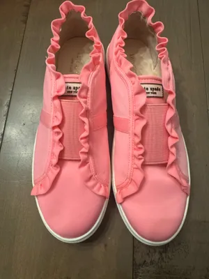 Kate Spade Size 7.5 Lance Pink Ruffle Slip-On Sneakers Tennis Shoes thumbnail 1