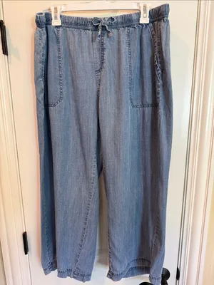 SPLENDID Wide Leg Pant - Lightweight Blue Denim - Size XL - Angie Indigo Pants thumbnail 3