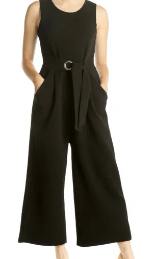 Romeo & Juliet Couture Black Sleeveless Belted Wide Leg Jumpsuit Size Medium thumbnail 1