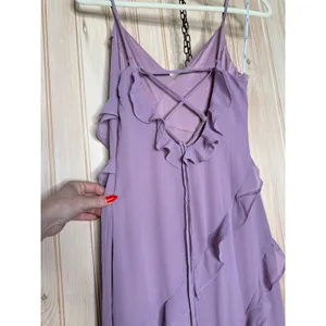 NWT Lulus Fancy Sweetness Lavender Ruffled Lace-Up Sleeveless Maxi Dress Size XS thumbnail 7