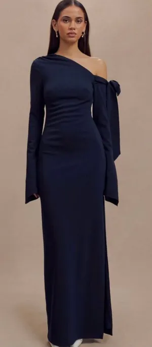 NEW MESHKI Nicola One Shoulder Crepe Maxi Dress Small thumbnail 1