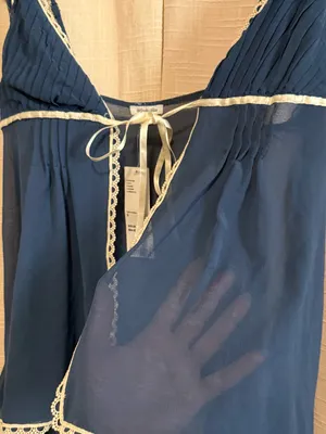 NWT Kimchi Blue babydoll Blue Camisole with Cream Lace Trim thumbnail 5