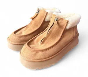 UGG Funkarra Zip Cuffed Platform Slippers Chestnut Suede Shearling Women’s 10 thumbnail 1