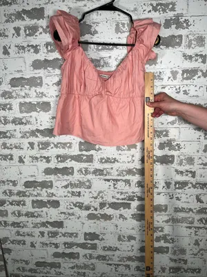 Abercrombie & Fitch | women pink vneck cap sleeve crop blouse thumbnail 5
