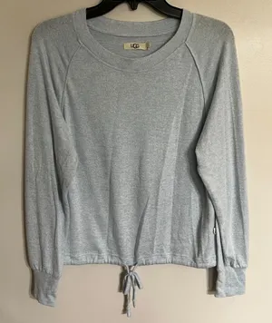 UGG Judith Lounge Top Light‎ Blue Heathered Drawstring Sweatshirt Womens S thumbnail 1
