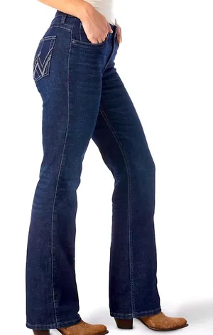 Wrangler Q Baby Jeans Bootcut Dark Blue Stretch Denim Women's 3/4 x 34 thumbnail 1