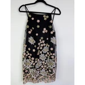 Backstage Marrakech floral embroidered Black Mesh dress Size Medium thumbnail 2