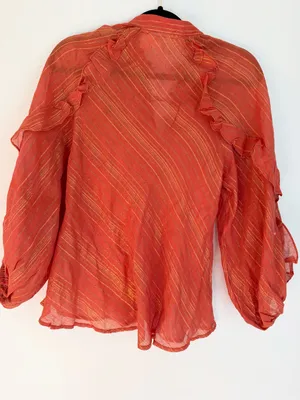 Jen’s Pirate booty size small long sleeve blouse metallic renaissance thumbnail 5