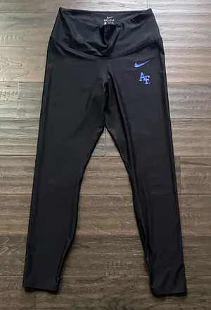 AIR FORCE Nike Leggings Womens Sz Large Black Blue Logo Air Force Falcons thumbnail 1
