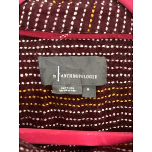 Anthropologie Burgundy Striped Button Back Long Sleeve‎ Shirt Womens Medium thumbnail 2