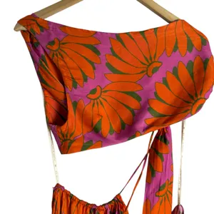 Farm Rio Copacabana Orange Printed One Shoulder Cut Out Maxi Dress Size Large thumbnail 7