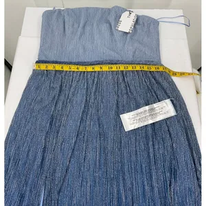Dress The Population Blue Ombre Strapless Pleated Metallic Midi‎ Dress New thumbnail 9