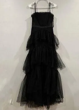 Betsy And Adam Black Tiered Ruffle Gown 4 NWOT thumbnail 1