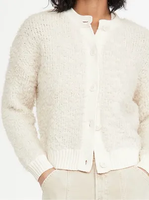 Alex Mill Binky Cardigan Ivory Medium As Is Merino Wool Neutral Button Front thumbnail 1
