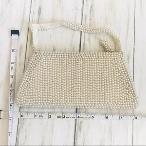 White Faux Pearl Bridal Bag Vintage thumbnail 11