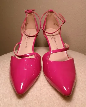 Chinese Laundry Hot Pink Patent Leather Pointed Ankle-Strap Heels thumbnail 1