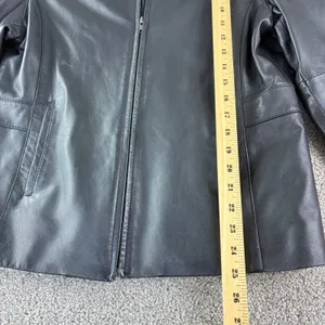 R&O by Reilly Olmes Leather Jacket Womens Large Black‎ Zip Up Minimalist Y2K 90s thumbnail 3
