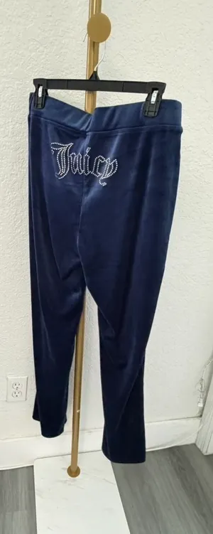 Juicy Couture Navy Blue Rhinestone Logo Velour Sweatpants Size L NWT🦋 thumbnail 11