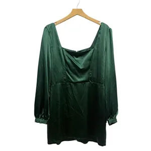 Lulus Got The Love Emerald Green Satin Square-Neck Mini Dress size XL thumbnail 3