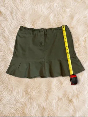 Ann Taylor LOFT Olive Green Cotton Flounce Mini Skirt Size 10 thumbnail 5
