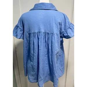 PILCRO Anthropologie SS Button Cotton Peplum Shirt Blouse Size M thumbnail 2