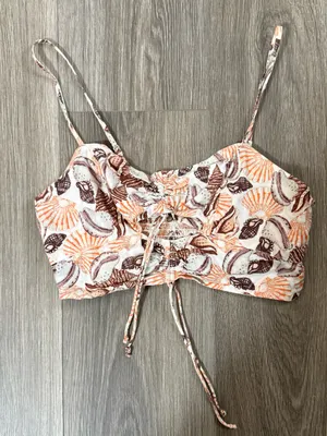 Urban Outfitters Seashell Micro Crop Top Cinched Size Small Beach Vacation thumbnail 1