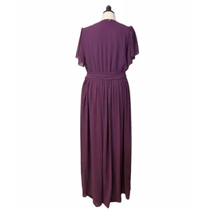 Baltic Born Maxi Dress 3XL Wrap V Neck Flutter Sleeve Belted Plum Purple Gown thumbnail 6