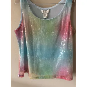 Rachel Zoe Rainbow Sequin Tank Top Size Medium NEW WITH TAGS thumbnail 2