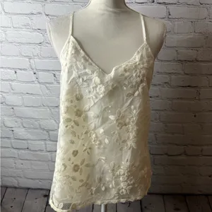 NWT Anthropologie E by Eloise Elegant Cream Floral Lace Women's Top size medium thumbnail 2