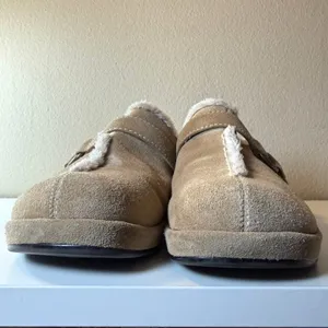 Sonoma 8 Tan Elsie Straw Suede Sherpa Lined Clog Mule Buckle Boho Fall‎ Winter thumbnail 3