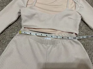 Princess Polly Cream Ribbed High-Waist Leggings & Crop Top Set Size 2 thumbnail 3