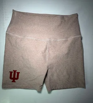 Indiana Hoosiers IU High-Rise Pink-Tan Women’s Bike Shorts with University Logo thumbnail 1