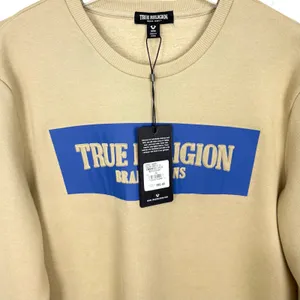 True Religion Embossed Arch Logo Sweatshirt Beige Soft Fleece Lined Size Medium thumbnail 9