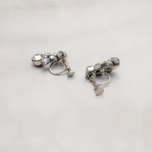 Vintage Screw On Earrings Stylish and Elegant Clear Gem Statement Drop Dangle thumbnail 5