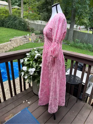 Petal & Pup Pink Eyelet Lace V-Neck Maxi Dress thumbnail 4