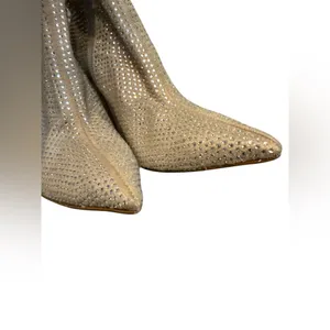 Schutz‎ Women's Sybil Suede & Rhinestone Stilleto Heel Mid-Calf Bootie Tan 7.5 B thumbnail 3