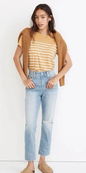 Madewell Curvy Perfect Vintage Jean Coney Wash Distressed High‎ Rise Womens 24 thumbnail 1