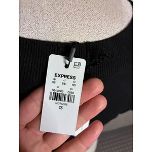 Express Womens Black Rhinestone Bow Cropped Cardigan Puff Sleeve Sweater XS NEW thumbnail 4