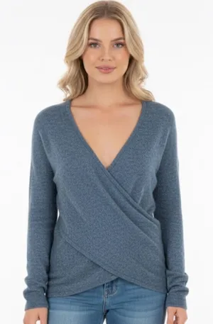 KIMCHI Blu small teal oversized faux wrap sweater thumbnail 1