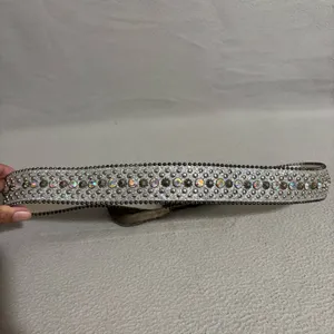 Bling Bling Womens Elegant Western Sparkly Silver Studded Belt missing belt loop thumbnail 3