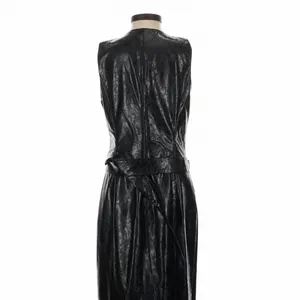 LAMARQUE Black Faux Leather Button Front Belted Maxi Dress XS Goth thumbnail 7