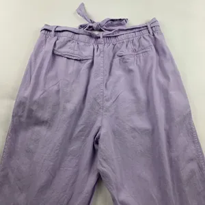 Old Navy Dusky Lavender Linen Blend Belted Wide Leg Cropped Pant XL thumbnail 8