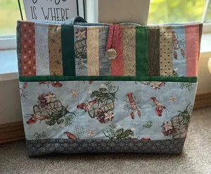 Coastal Grandmother Quilted Lobster Patchwork Tote Handmade thumbnail 1